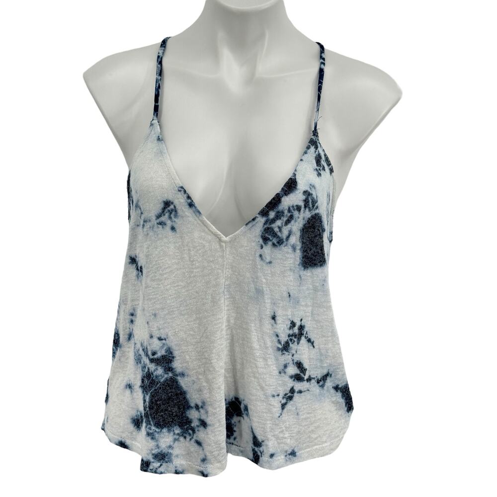 ME to WE Rayon Beachy Tank SZ M Women's Blue Coastal Boho Summer Sexy Tie Dye